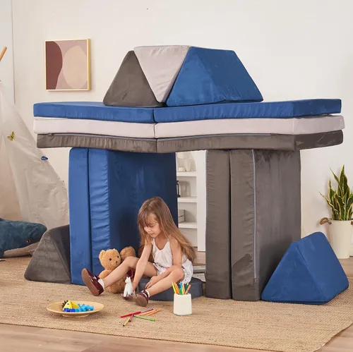 Miniatura 4 de jela Sofá de juego para niños, tamaño extendido, 8 piezas para la familia, sofá modular de espuma para niños y adultos, juego de casa