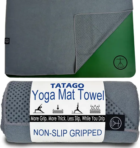 Miniatura 12 de Tatago Toalla antideslizante para esterilla de yoga caliente (esterillas de 72 a 84 pulgadas). Nuestra toalla de yoga caliente antideslizante