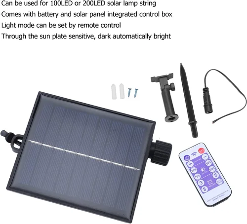 Miniatura 3 de Diydeg Panel solar de repuesto, caja de control de luz solar ajustable impermeable automática con control remoto, placa de circuito de cadena