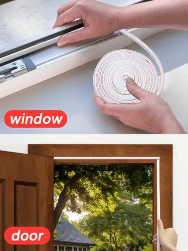 Miniatura 7 de Burletes de Silicona Tira de Sellado para Puertas y Ventanas, 39 pies Tira de Sellado de Ventana Autoadhesiva Impermeable por SUNMON (Blanco)
