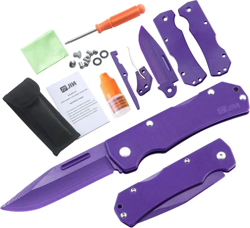 Miniatura 7 de JIN Alpha - Cuchillo de bolsillo para niños, cuchillos de juguete seguros, hoja G10 opaca, EDC plegable, kit de fabricación de bricolaje, cuchillo