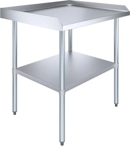 Miniatura 12 de AmGood Mesa de trabajo comercial con protector antisalpicaduras y protectores laterales Altura: 35" Mesa de preparación de acero inoxidable