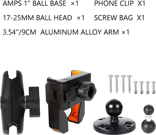 Miniatura 7 de xik Soporte de teléfono para barco, kayak, automóvil, camión, UTV, base redonda AMPS, bloqueo y liberación 1s [ajustable en 360°], se adapta a