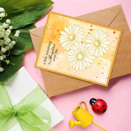 Miniatura 7 de ORIGACH Sellos y troqueles de manzanilla para hacer tarjetas, juego de troqueles y sellos de flores para álbum de recortes de bricolaje decorativo