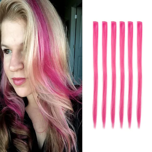 Miniatura 8 de Extensiones de cabello humano con clip, de 18 pulgadas, rubio decolorado, 100% real, extensiones de cabello con clip para mujer, 6 piezas de cabello