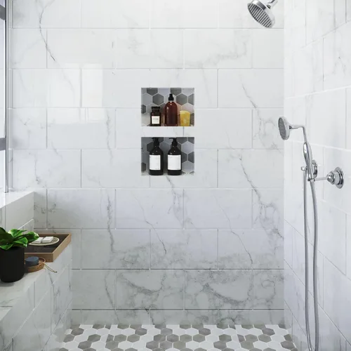 Miniatura 2 de Houseables Nicho de ducha, inserto de nicho de ducha listo, almacenamiento de baño empotrado, 12 x 20 (13 x 21), inserto de estante, cubo de pared