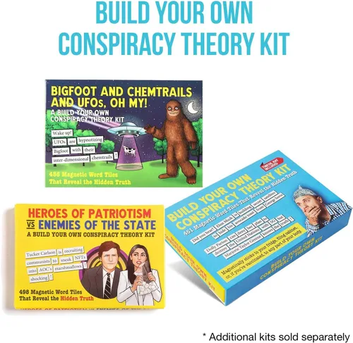 Miniatura 6 de Crea tu propio kit de teoría de conspiración - Divertidos juegos de palabras con imanes de nevera para adultos (451 fichas de palabras)