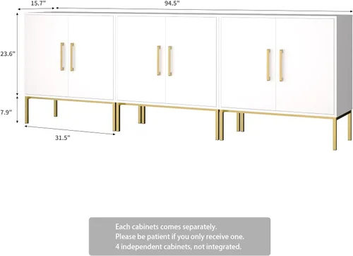 Miniatura 2 de LYNSOM Gabinete de Almacenamiento con Puertas, Juego de 3, Gabinete Buffet Moderno con Almacenamiento, Aparador de Cocina Buffet, Gabinete de Acento