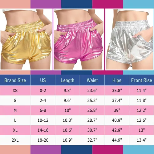 Miniatura 6 de Perfashion - Shorts metálicos brillantes para mujer