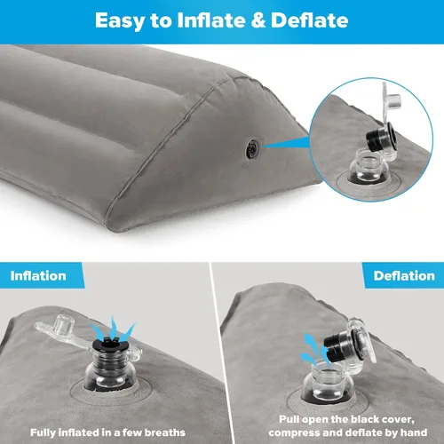 Miniatura 6 de USHMA Almohada inflable de cuña de rodilla para dormir de espalda, almohada debajo de la rodilla para dormir de espalda, cómoda almohada inflable