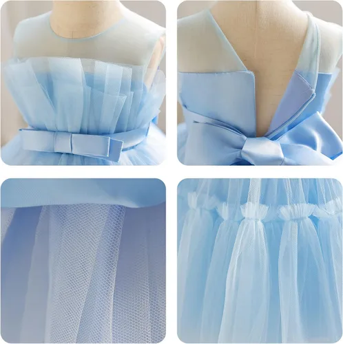 Miniatura 4 de Miipat Vestido de niña de flores para bebé, boda, fiesta, tul, princesa, vestido de baile, vestido formal con lazo para la cabeza