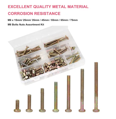 Miniatura 2 de cSeao Juego de 100 piezas de repuesto de tornillos para cuna de bebé M6, chapado en zinc, 0.591 in, 0.984 in, 1.378 in, 1.772 in, 2.559 in, 2.953 in
