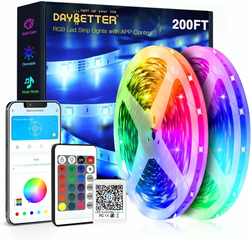 Miniatura 8 de DAYBETTER - Tira de luces LED inteligentes de 32.8 pies, kits de tira de luces LED RGB 2835 con control remoto de 24 teclas, tira de luces LED