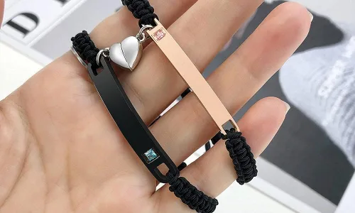 Miniatura 3 de MEALGUET - Pulseras magnéticas personalizadas para parejas de atracción mutua, pulseras de identificación trenzadas con nombre, conjunto de pulseras