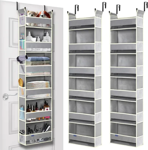 Miniatura 15 de Organizador sobre la puerta, 6 estantes y 12 bolsillos laterales, almacenamiento sobre la puerta para baño, dormitorio, guardería, organizadores