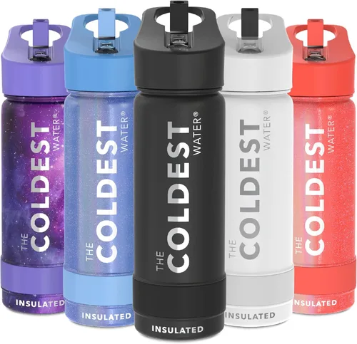 Miniatura 91 de Coldest - Botella para agua con tapa que incluye pajilla, térmica y metálica (acero inoxidable), para hombres y mujeres, color morado