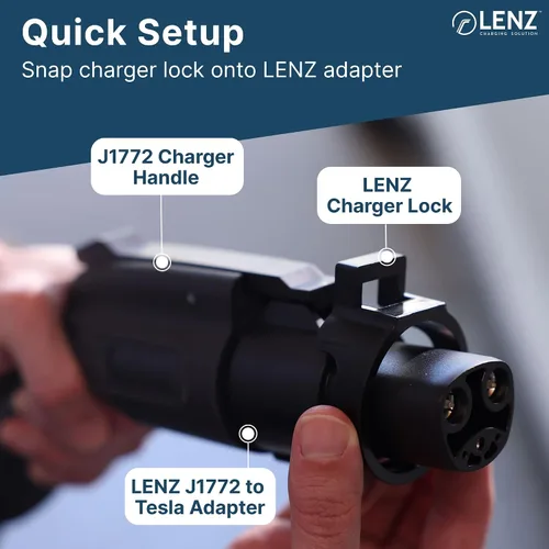 Miniatura 2 de LENZ Paquete - Adaptador de carga y bloqueo J1772 a Tesla