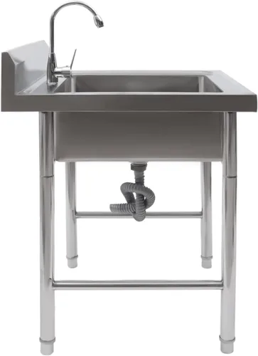 Miniatura 24 de Fregadero de cocina de restaurante comercial independiente de acero inoxidable con soporte, preparación de cocina y lavabo de mano para el hogar