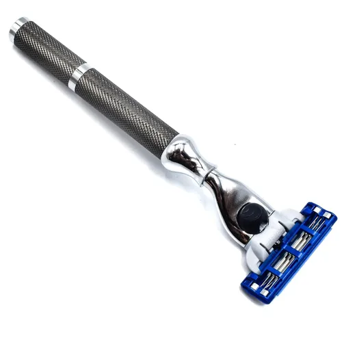 Miniatura 2 de Parker - Maquinilla de afeitar de metal 42M en gris grafito, compatible con 3 cuchillas Mach - Acepta todos los repuestos de cartuchos Gillette®