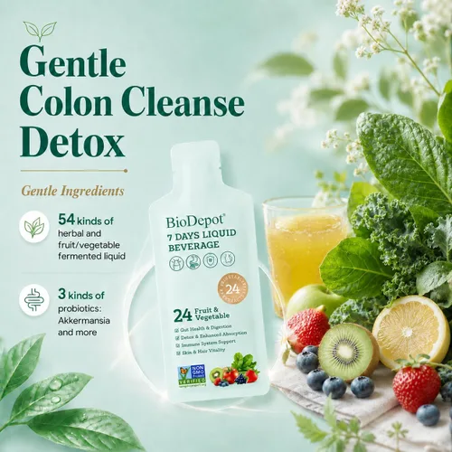 Miniatura 3 de 7 días de limpieza del colon bebida líquida para la salud intestinal, desintoxicación y limpieza para mujeres y hombres, 24 complejo de frutas