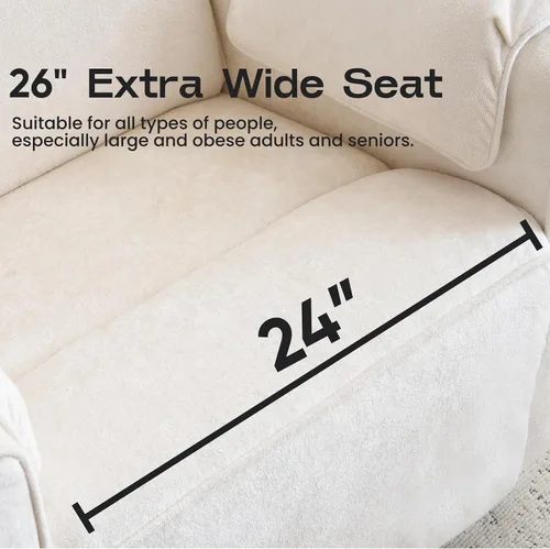 Miniatura 7 de Silla reclinable eléctrica de gran tamaño con reposacabezas ajustable, silla de guardería extra ancha de 24 pulgadas con reposabrazos sobrerelleno
