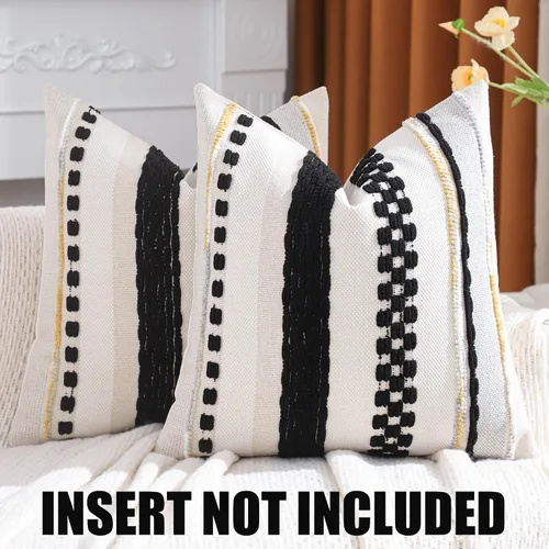 Miniatura 2 de Juego de 2 fundas de almohada bohemias de 18 x 18 pulgadas, fundas de almohada decorativas de felpilla con patrón de granja para decoración del hogar