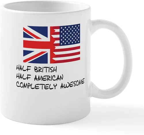 Miniatura 73 de CafePress Born American, British By Hea Taza de café de cerámica de 11 oz (11.0 fl oz)