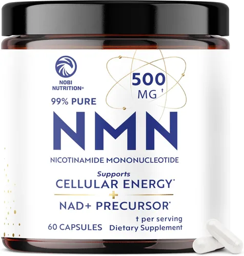 Suplemento NMN de 500 mg | 99% puro | Precursor de NAD+ para energía celular, longevidad, reparación y apoyo al envejecimiento saludable | Probado