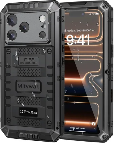 Miniatura 52 de Mitywah Funda impermeable para iPhone 7/iPhone 8 / iPhone SE 2020, funda de metal resistente de grado militar, protección de cuerpo completo