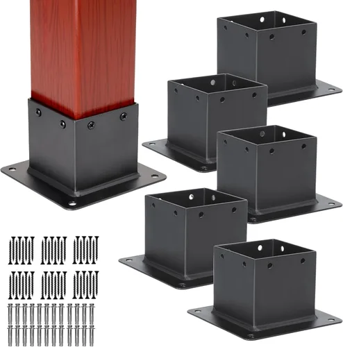 Miniatura 10 de 10 piezas de soportes de base para postes de metal 4x4, tamaño interno 3.5"x3.5", soportes de base para postes de madera de alta resistencia