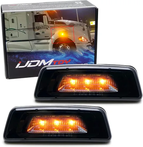 Miniatura 9 de iJDMTOY Lentes ámbar súper brillantes LED para rueda delantera delantera Fender Side Marker Lights compatibles con Kenworth T680 T700 T880
