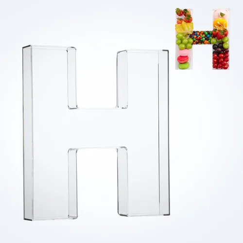 Miniatura 14 de Bandeja de 11" de Acrílico con Letras y Números – Bandeja Reutilizable y Rellenable para Aperitivos de Charcutería, Caja de Servir Postres