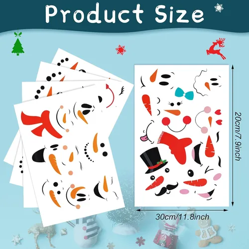 Miniatura 2 de 36 calcomanías de vinilo de Navidad con caras de muñeco de nieve para manualidades, calcomanías de cara de muñeco de nieve, botellas de agua