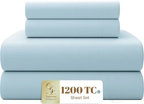 Miniatura 9 de SUPREME ELEGANCE Juego de sábanas de 1200 hilos de algodón blanco de lujo, ultra suaves y sedosas, con propiedades de absorción de humedad