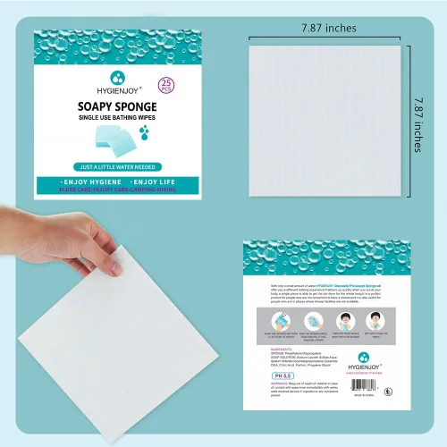 Miniatura 9 de HYGIENJOY Toallitas de limpieza para la piel (75 unidades, 3 paquetes) – Esponja de baño sin enjuague para adultos, extra gruesa, sin residuos