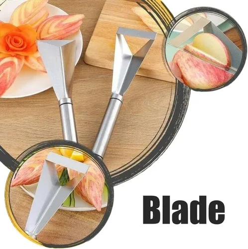 Miniatura 6 de MIXCUT Cuchillo para tallar frutas, decoración de platos de bricolaje, herramientas de tallado de forma triangular de acero inoxidable, cuchillo