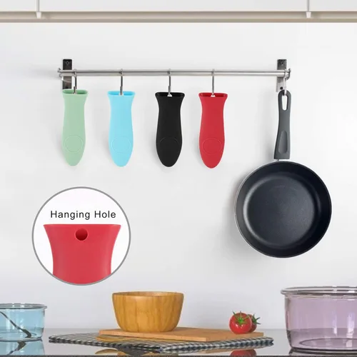 Miniatura 6 de Soporte de silicona para mango caliente, agarradera para sartenes de hierro fundido y sartenes, funda resistente al calor, mango de agarre de mango