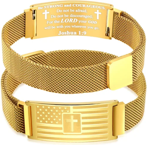 Miniatura 42 de DuoDiner Regalos de primera comunión, pulsera de cruz para niños y hombres, bandera estadounidense, versículo bíblico cristiano, regalos de joyería