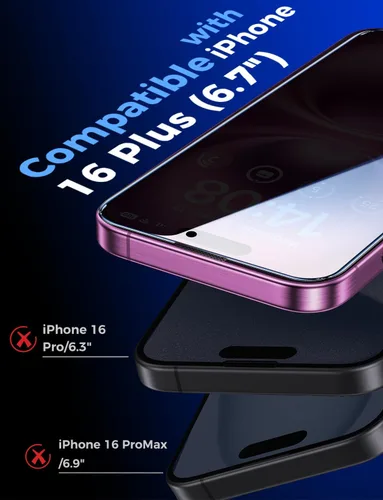 Miniatura 3 de MAGIC JOHN - 2 protectores de pantalla de vidrio templado para iPhone 16 (6.1) pulgadas, privacidad, eliminación automática de polvo, sin burbujas