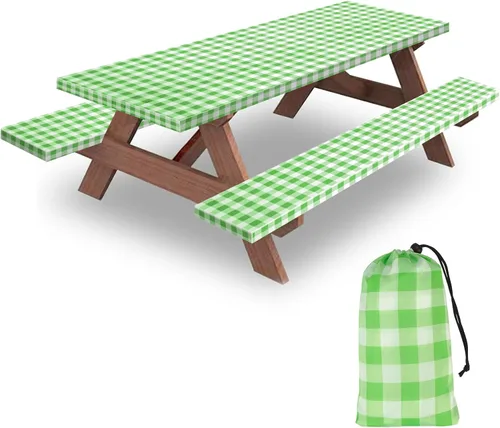 Miniatura 28 de Funda para Mesa y Banco de Picnic de 5 Pies, Esenciales de Camping Equipo para RV, 60 Pulgadas Impermeable Resistente al Viento Mantel Exterior