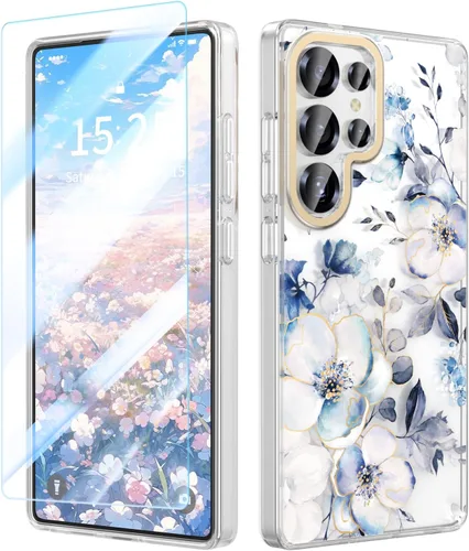 Miniatura 16 de MILPROX Compatible con Samsung Galaxy S22 Funda de Flores, bonito diseño de funda para niñas y mujeres, a prueba de golpes, patrón floral, parte