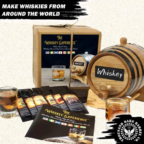 Miniatura 7 de The Whiskey Experience - Kit prémium para hacer whisky con barril de envejecimiento de roble carbonizado de 2 litros y sabores de esencia de licor
