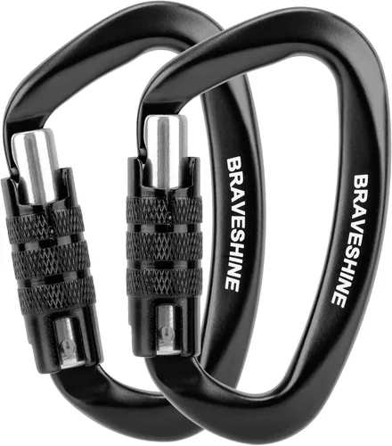 Miniatura 14 de Clips de mosquetón resistentes 12KN Aluminio D Ring Double Lock Caribeaner Hooks