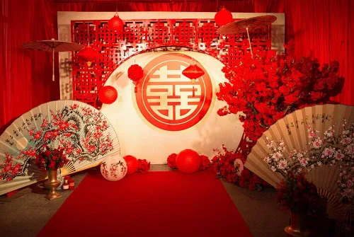 Telón de fondo de boda chino para fotografía, 5 x 3 pies, estilo chino, decoración de boda, telón de fondo rojo para niñas, fiesta de boda,