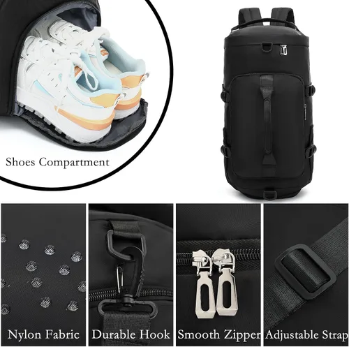 Miniatura 5 de Bolsa de gimnasio para mujer, mochila de lona impermeable, bolsa deportiva con compartimento para zapatos, mochila de mano para viajes, yoga