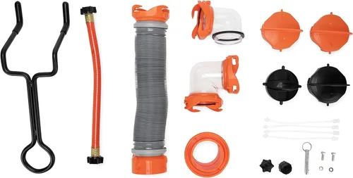 Kit de accesorios para tanque portátil de RV Camco Rhino - Incluye surtido de accesorios para tanque portátil Rhino - Incluye adaptador de remolque