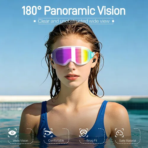 Miniatura 2 de Paquete de 2 gafas de natación para jóvenes, cara pequeña, para mujer, gafas de natación antivaho para adolescentes y adultos, visión amplia