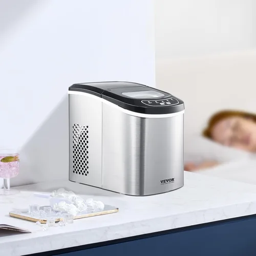 Miniatura 8 de VEVOR Máquina de hielo para encimera, 9 cubos listos en 6 minutos, 33 libras en 24 horas, máquina de hielo portátil autolimpiante con cuchara