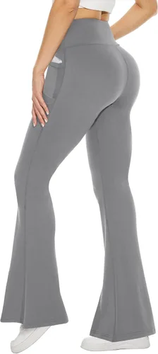 Miniatura 48 de TNNZEET Leggings acampanados negros para mujer, pantalones de yoga cruzados con bolsillos, corte de bota, leggings acampanados