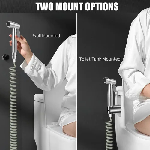 Miniatura 4 de Pulverizador de bidé de mano con manguera de ducha telescópica flexible de ABS de 59 pulgadas para limpieza de pañales de baño, baño de mascotas